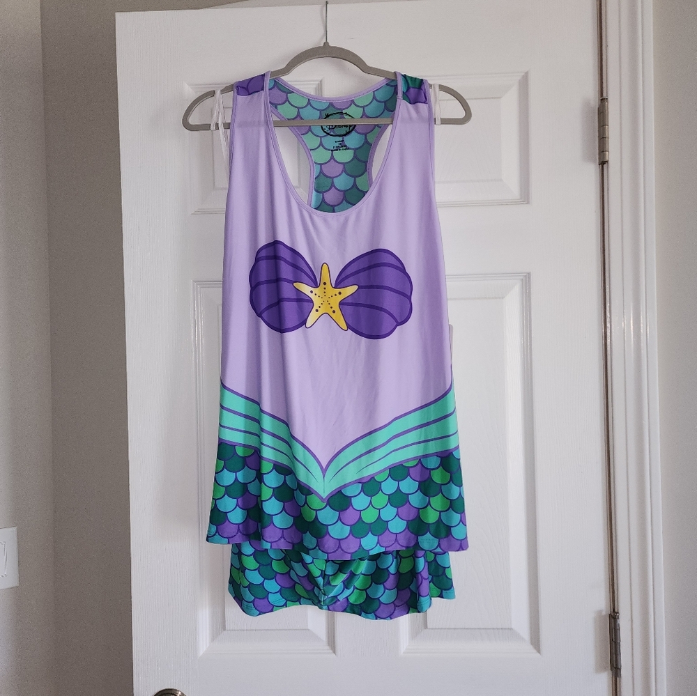 New With Tags Disney Ariel The Little Mermaid Sleep Pjs 2 pc set Size 2X Tank